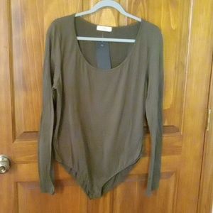 NWT a.gain Blissful Long Sleeve Bodysuit - Curvy  size 3x color Olive